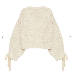 For-love-lemons Women's Cream and White Cardigan